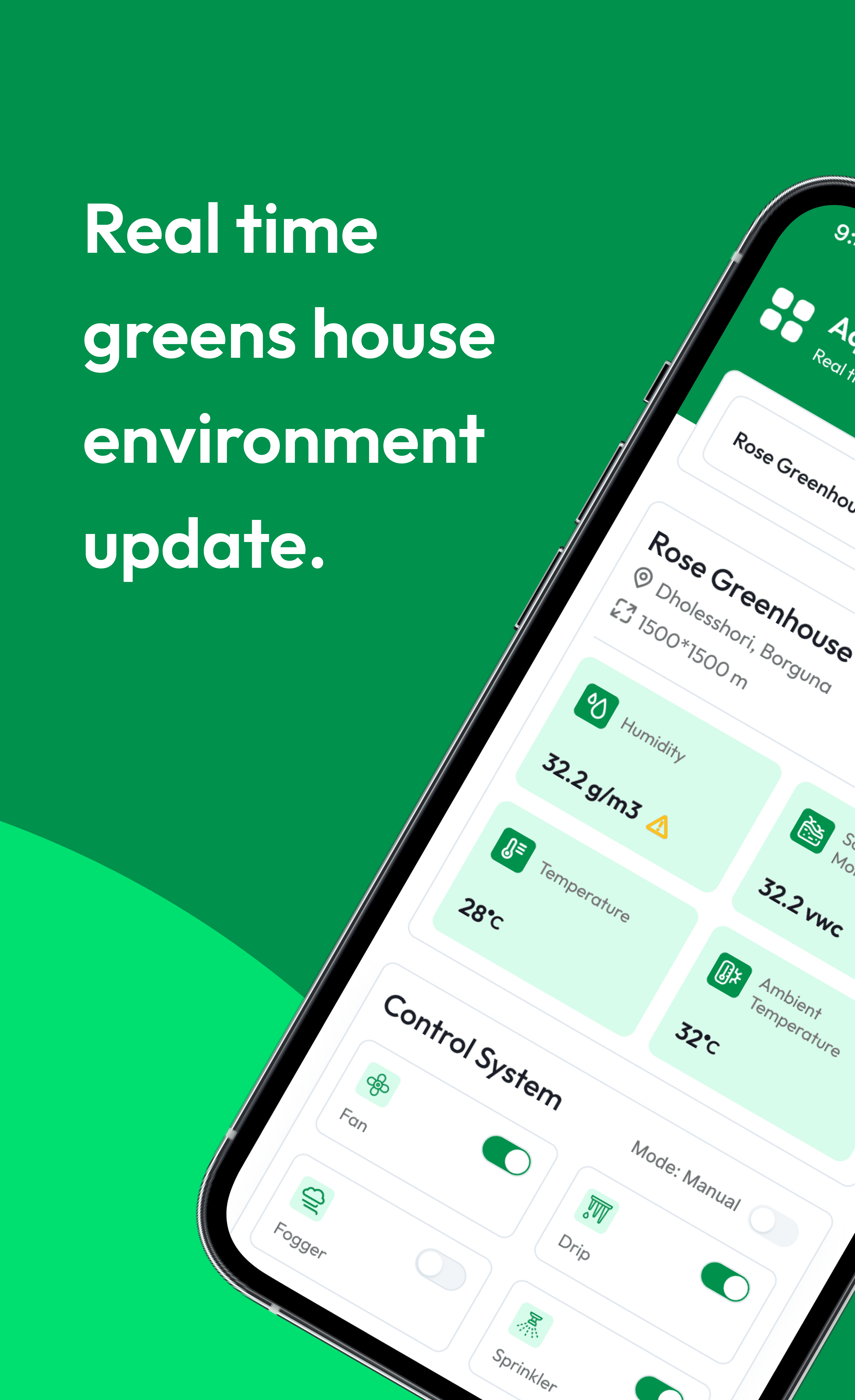 Real-time greenhouse environment update